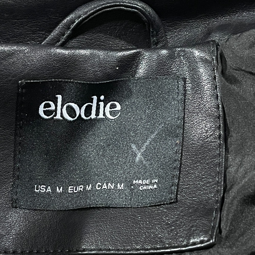 ELODIE Jacket Womens Medium Black Faux Leather Moto‎ Biker Grunge Goth - Picture 3 of 9